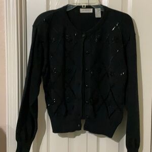 Vintage Liz Claiborne Black Beaded Sweater